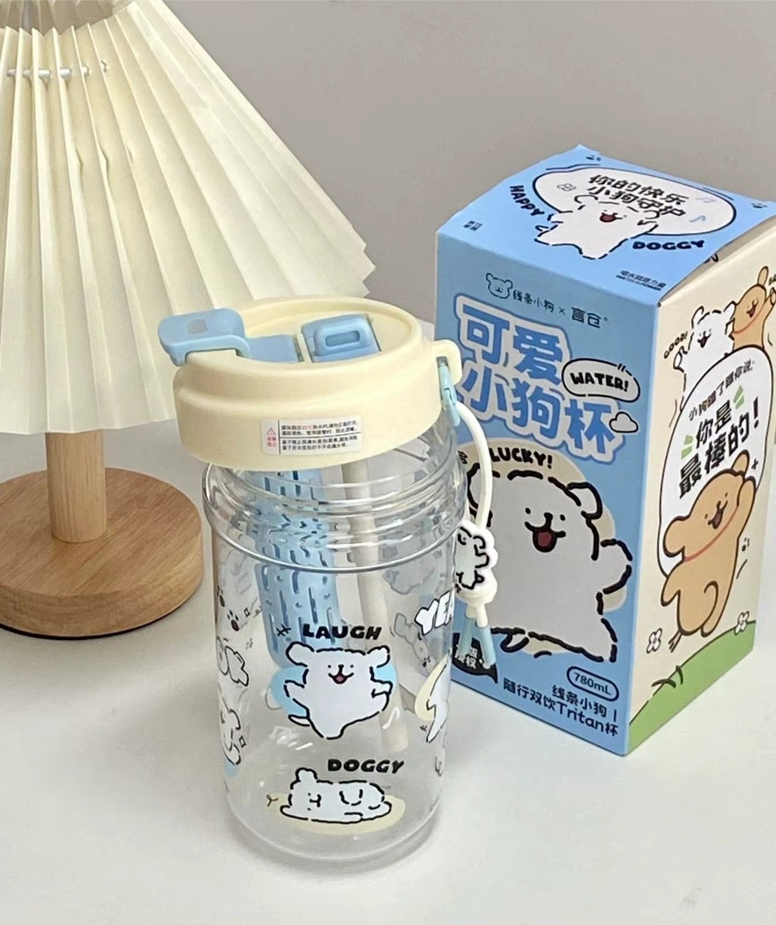 KTQ STORE ‧ 線條小狗夏日隨行杯 吸管杯 780ML