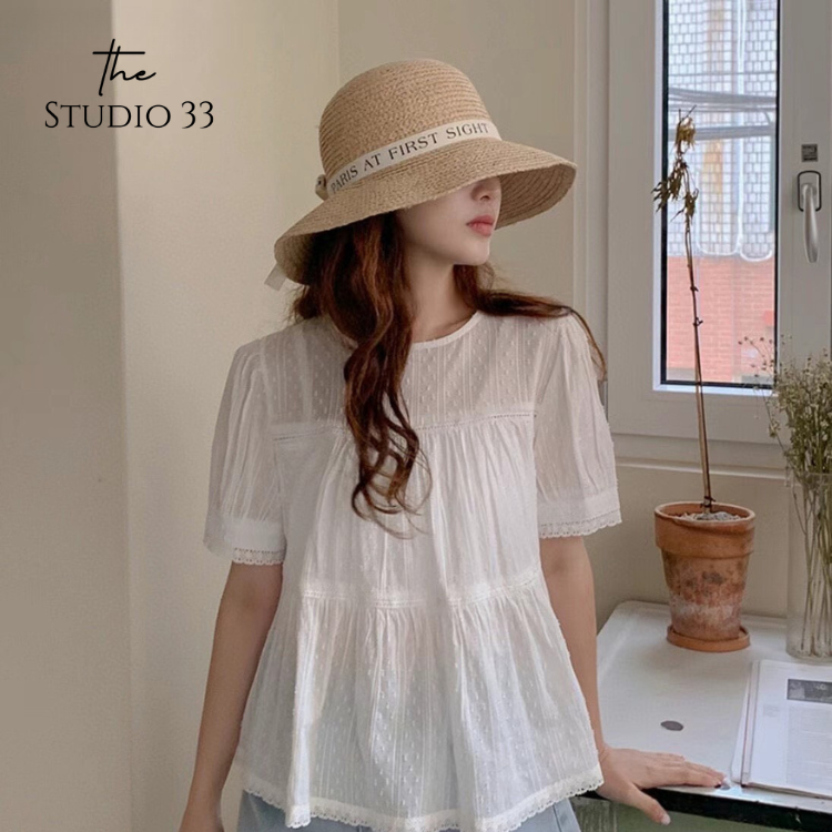 復古蝴蝶結遮陽帽（拉菲草）