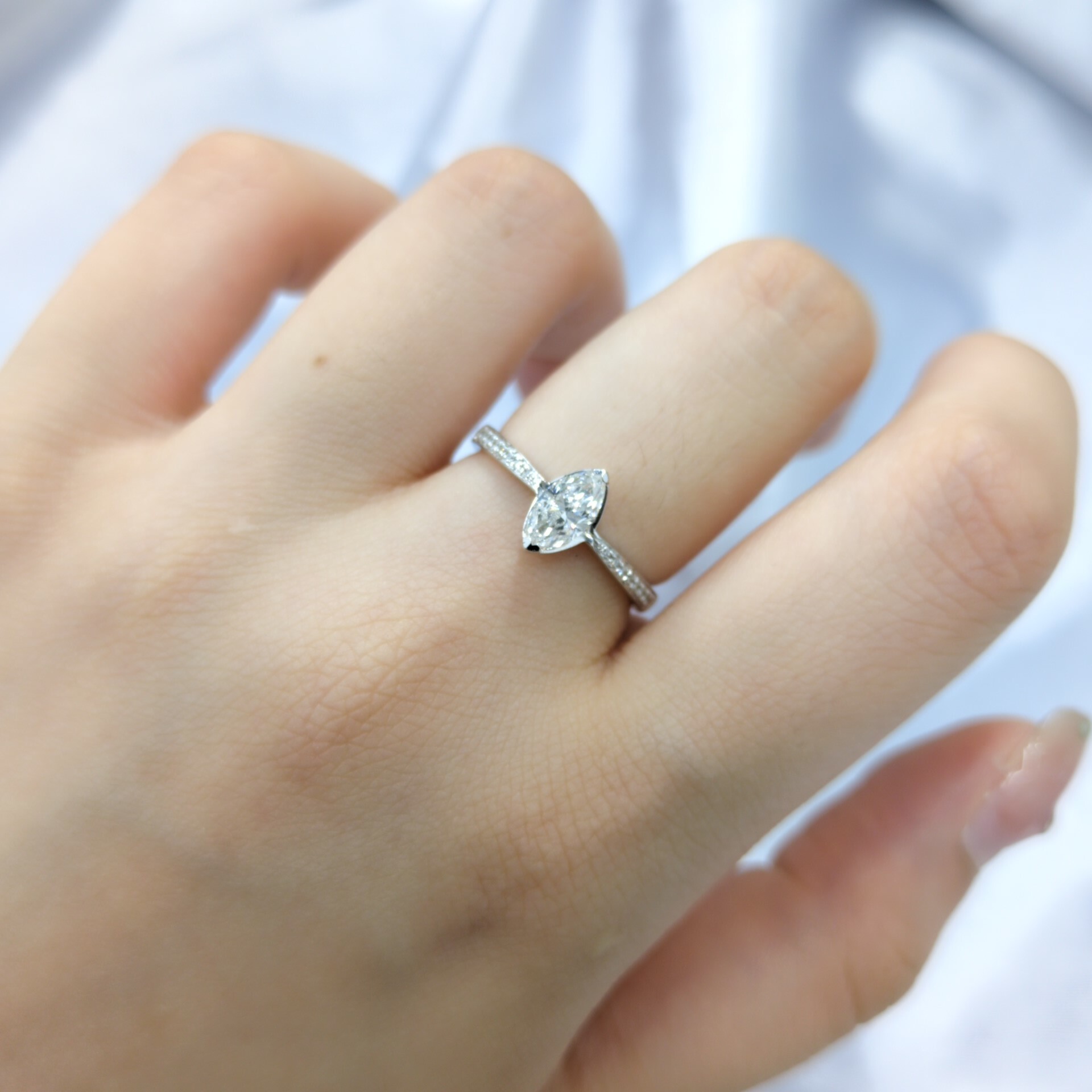 18K White Gold 0.47ct Marquise Diamond Ring