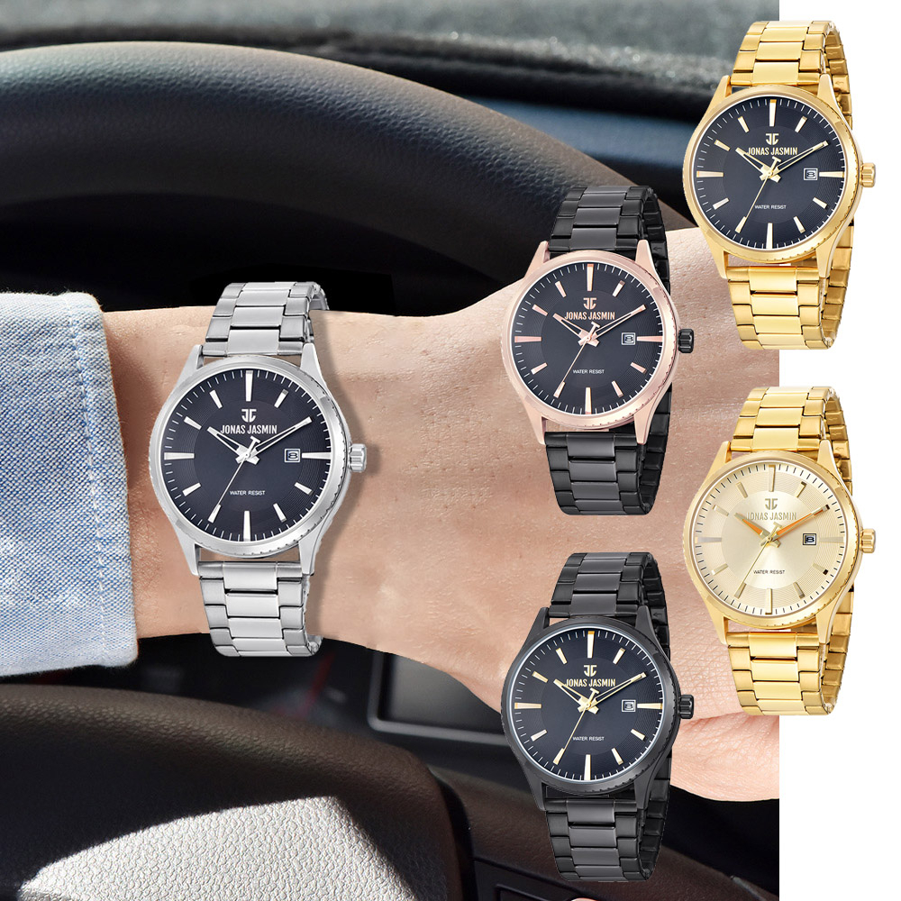 【Jonas Jasmin 喬納斯】JJ-5324 大氣尊貴 簡約無字時髦 摩登時尚 都市商務 不鏽鋼腕錶 手錶