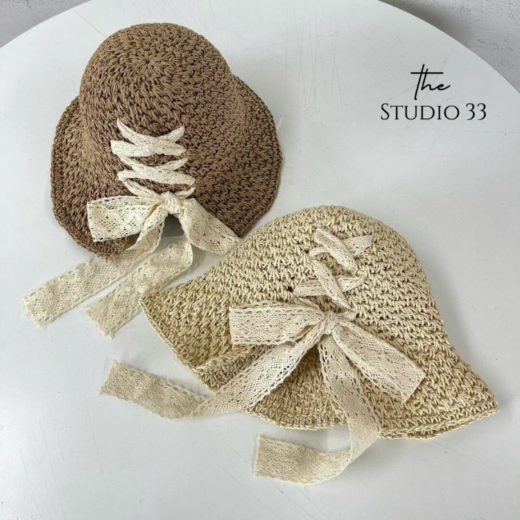 蝴蝶結草編漁夫帽 （竹子纖維）