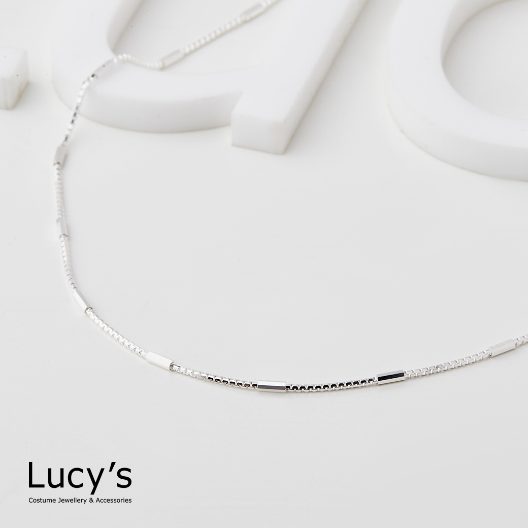 925純銀 簡約間隔米粒 項鍊 (113173)