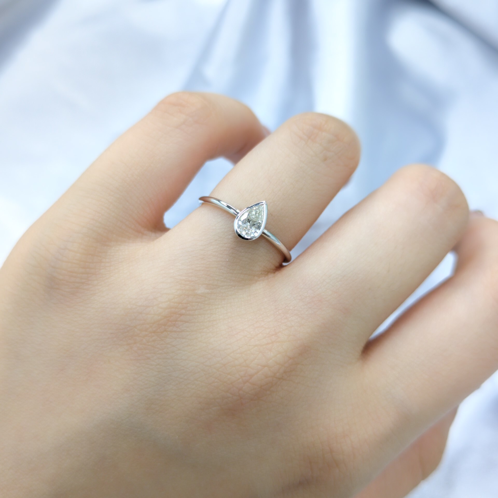 全新18K白金【單粒31份鑽石】戒指