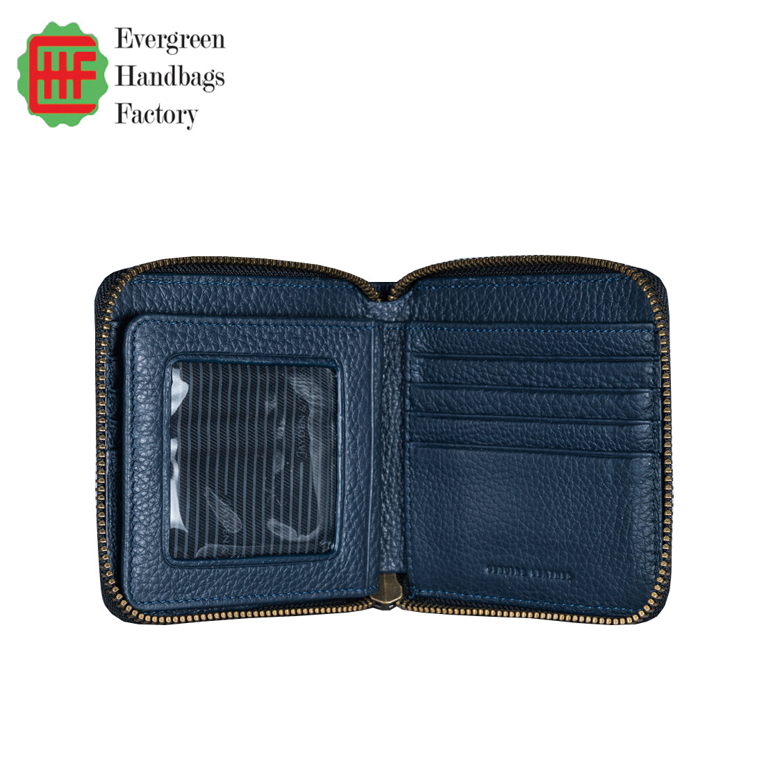 Leather Zip Around Short Bi-fold Wallet