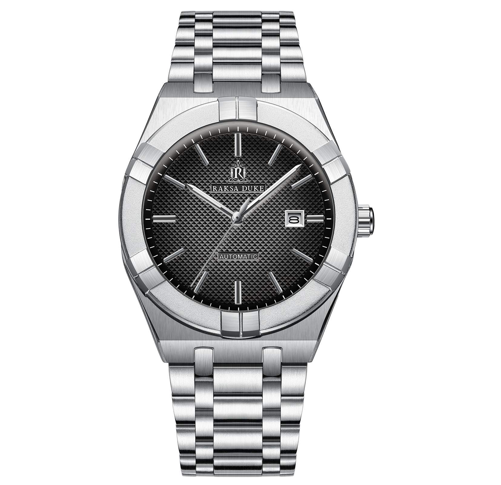 【RAKSA DUKE羅薩公爵】RSD-039 經典百搭不鏽鋼機械腕錶 日期顯示 夜光指針 自動機芯 鏤空背蓋 防水30米 47MM-