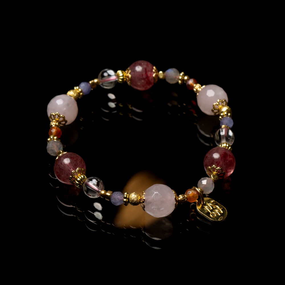 全糖主義｜粉晶草莓晶手鍊 C1639