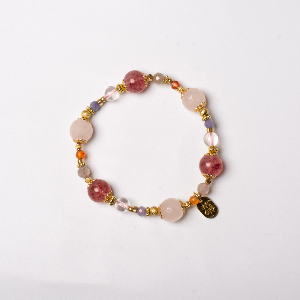 全糖主義｜粉晶草莓晶手鍊 C1639