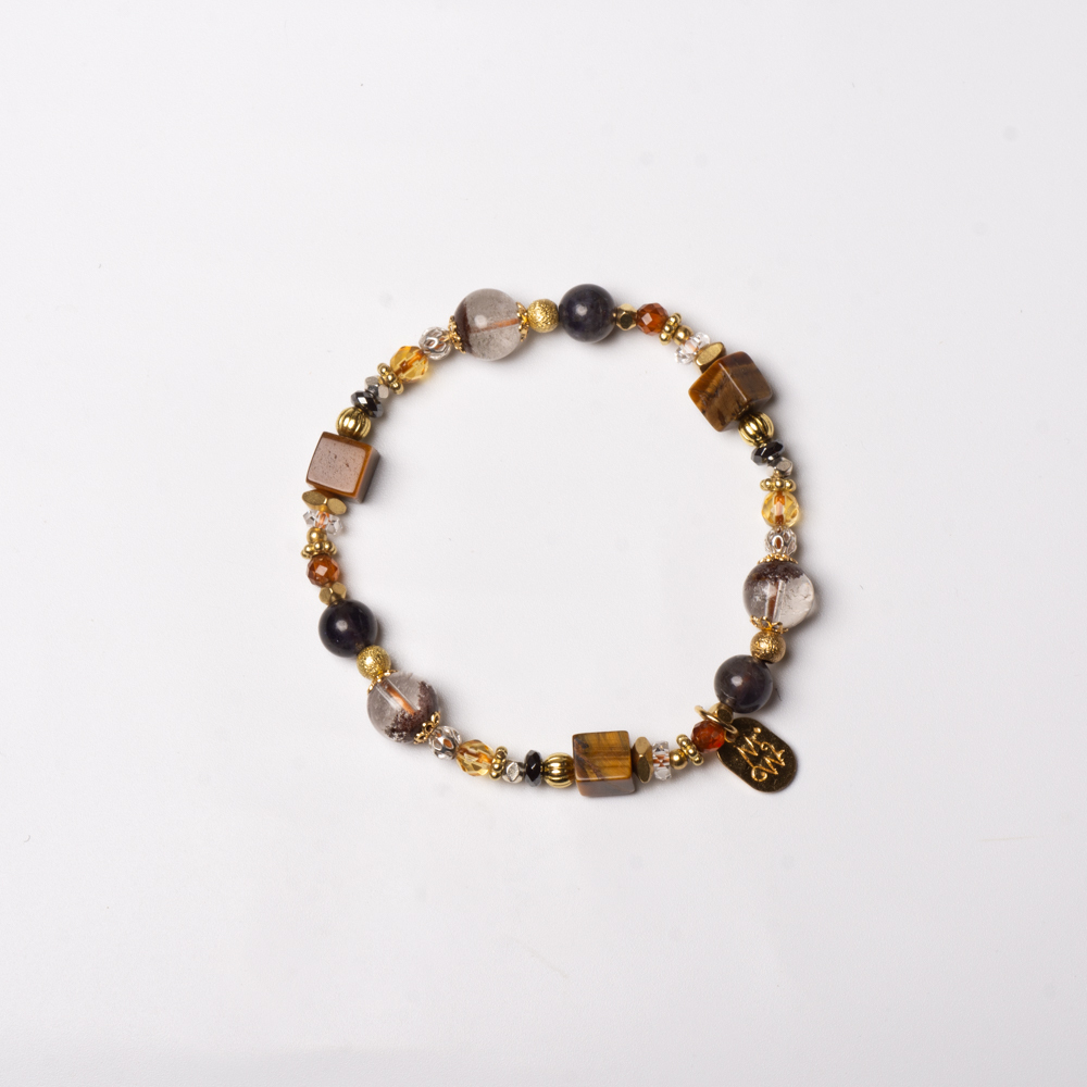 悠然棲居｜綠幽靈黃虎眼堇青石手鍊 C1641