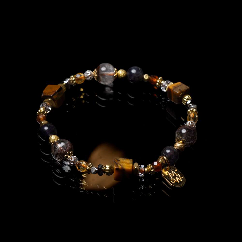 悠然棲居｜綠幽靈黃虎眼堇青石手鍊 C1641