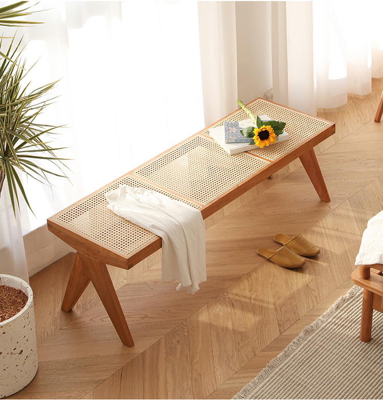 植物藤 實木藤編長凳