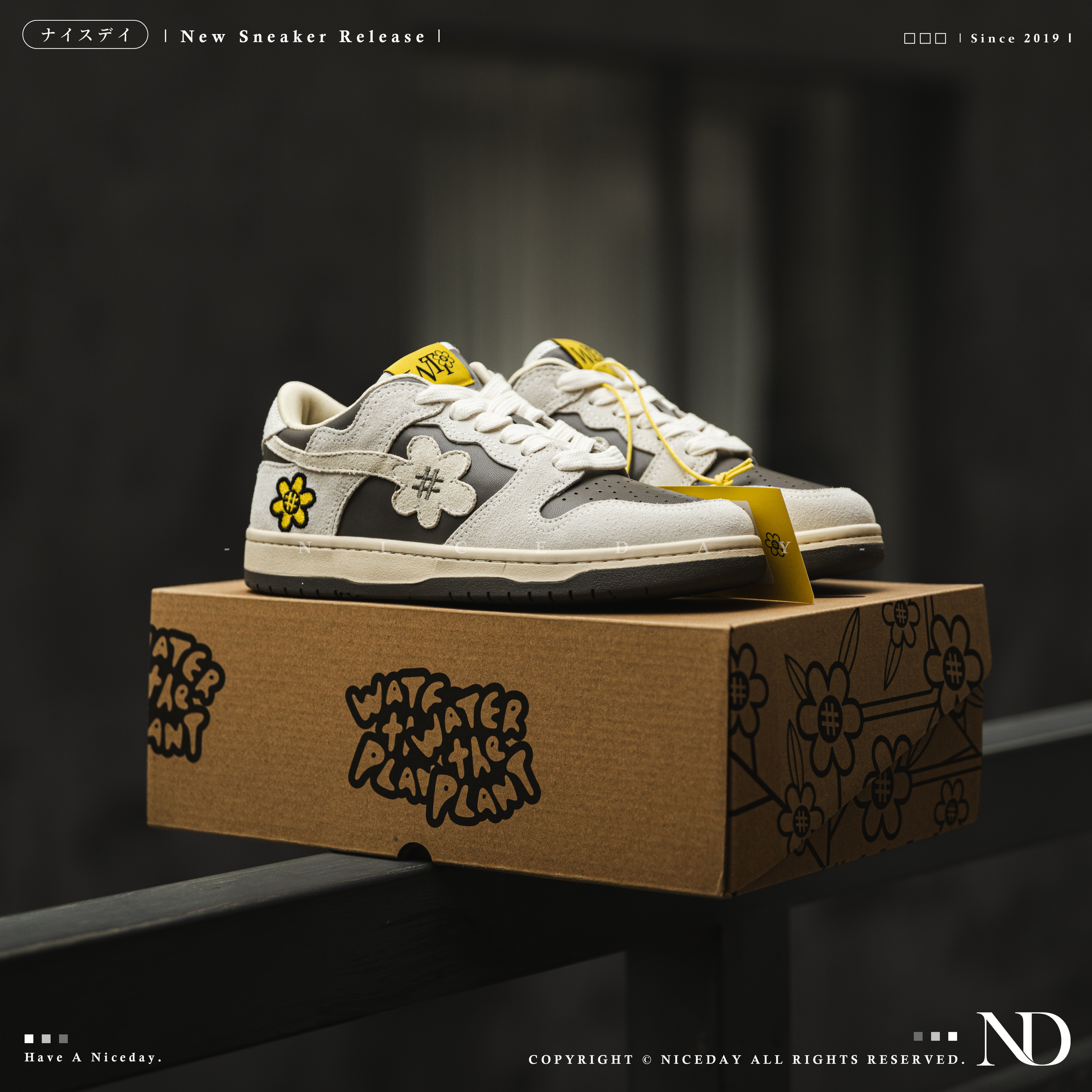 NICEDAY 部分現貨 water the plant WTP 日本 小花 熊貓反轉 灰白 黑 男女尺寸