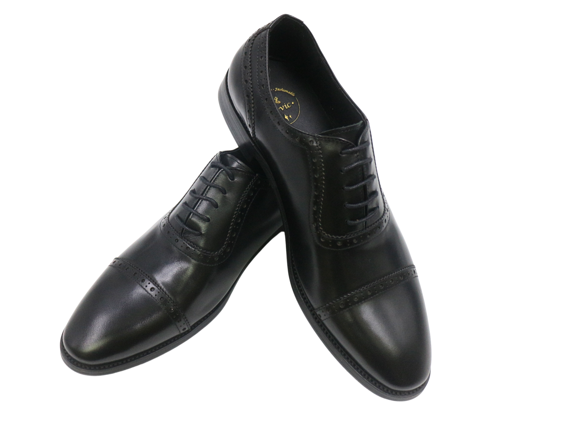 Revic 男裝皮鞋｜OF-41BK｜橫式黑色牛津皮鞋