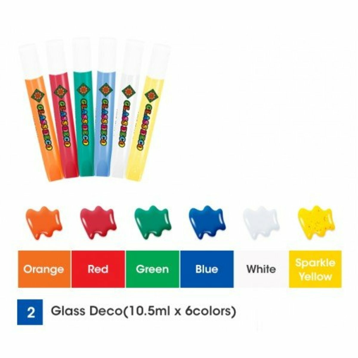 AMOS - 韓國 AMOS 繪畫玻璃彩連掛飾膠牌, 汽車 10.5毫升 x 6色(小盒裝) #SD10P6-C《香港行貨》- 1 套