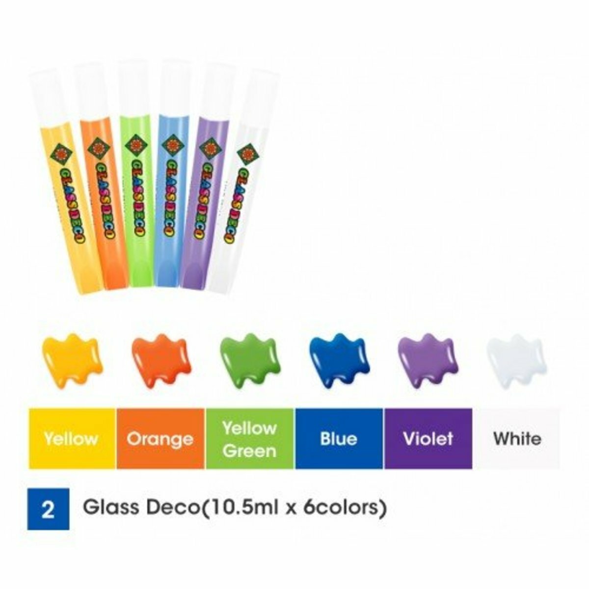 AMOS - 韓國 AMOS 繪畫玻璃彩連掛飾膠牌, 熱帶魚 10.5毫升 x 6色(小盒裝) #SD10P6-T《香港行貨》- 1 套