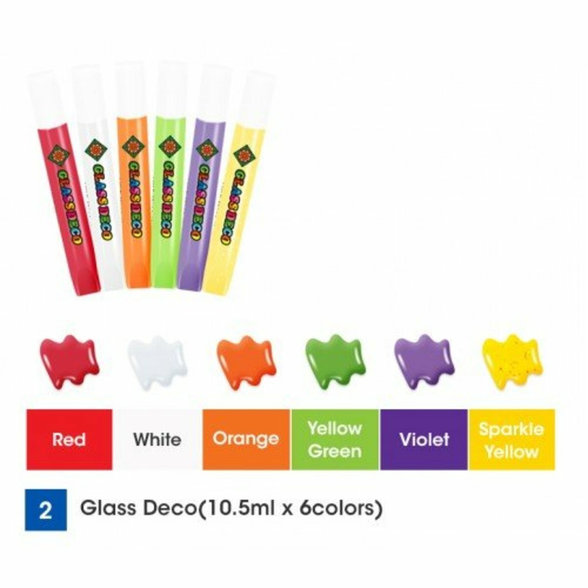 AMOS - 韓國 AMOS 繪畫玻璃彩連掛飾膠牌, 機械人 10.5毫升 x 6色(小盒裝) #SD10P6-R《香港行貨》- 1 套