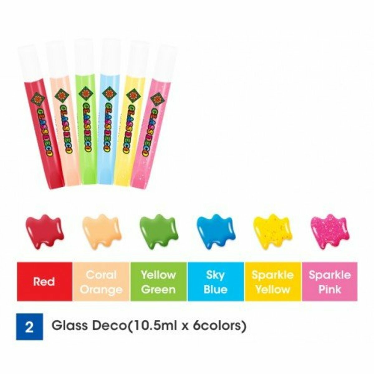 AMOS - 韓國 AMOS 繪畫玻璃彩連掛飾膠牌, 童話 10.5毫升 x 6色(小盒裝) #SD10P6-F《香港行貨》- 1 套