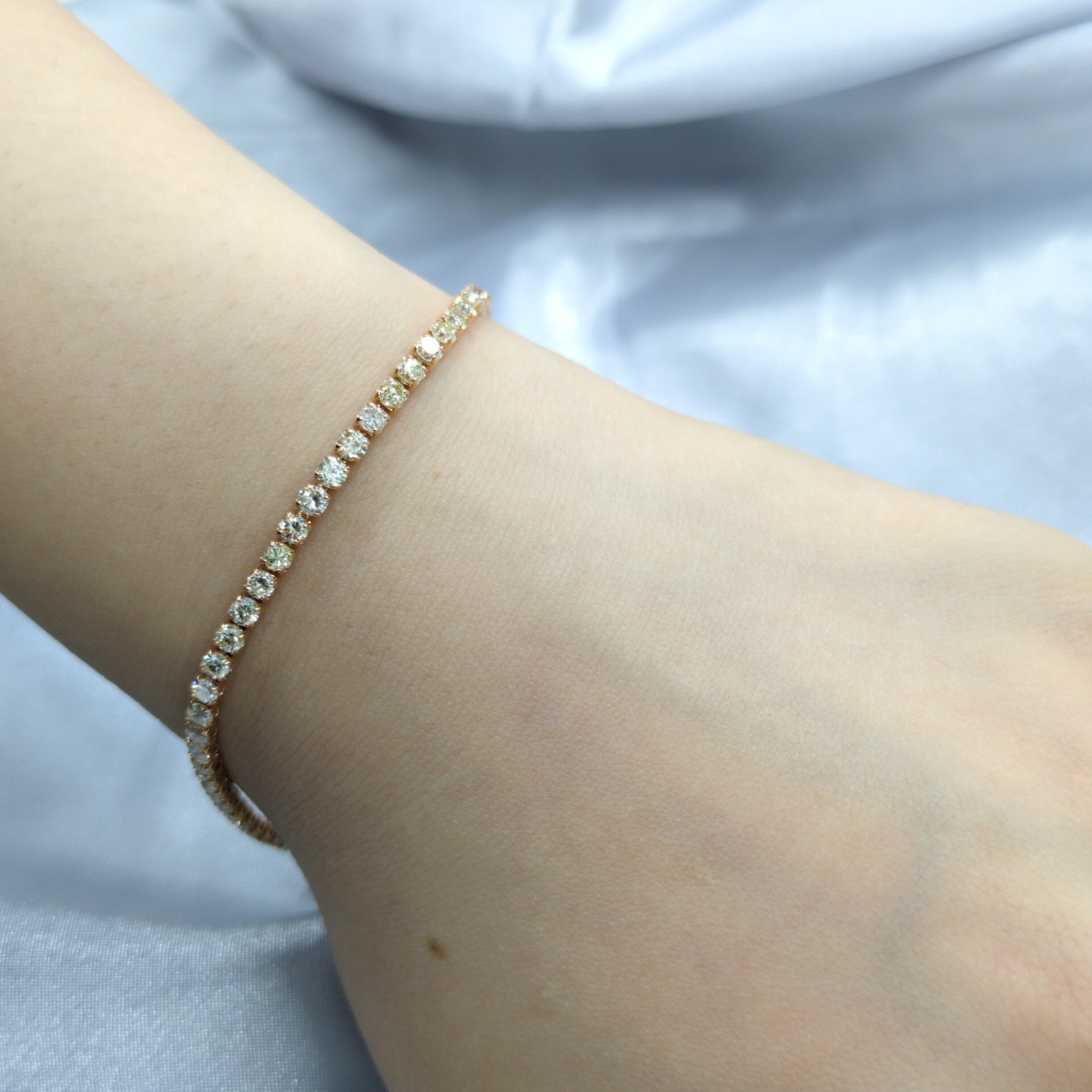 全新18K玫瑰金3卡25份鑽石手鍊