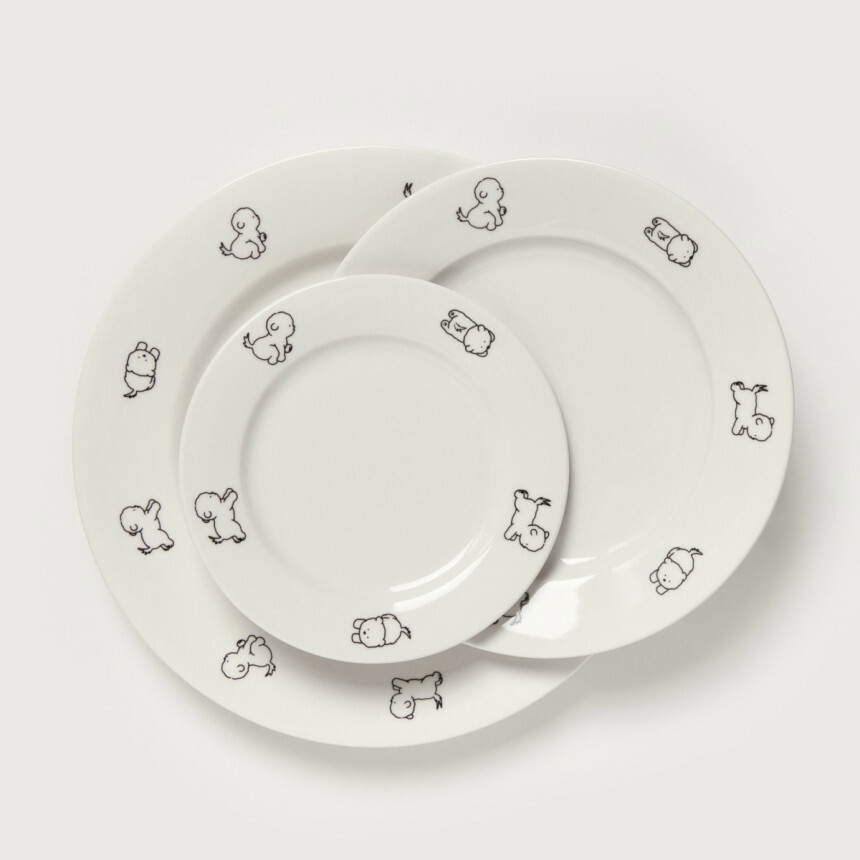 Tteokguknuna 比熊造型圓瓷盤