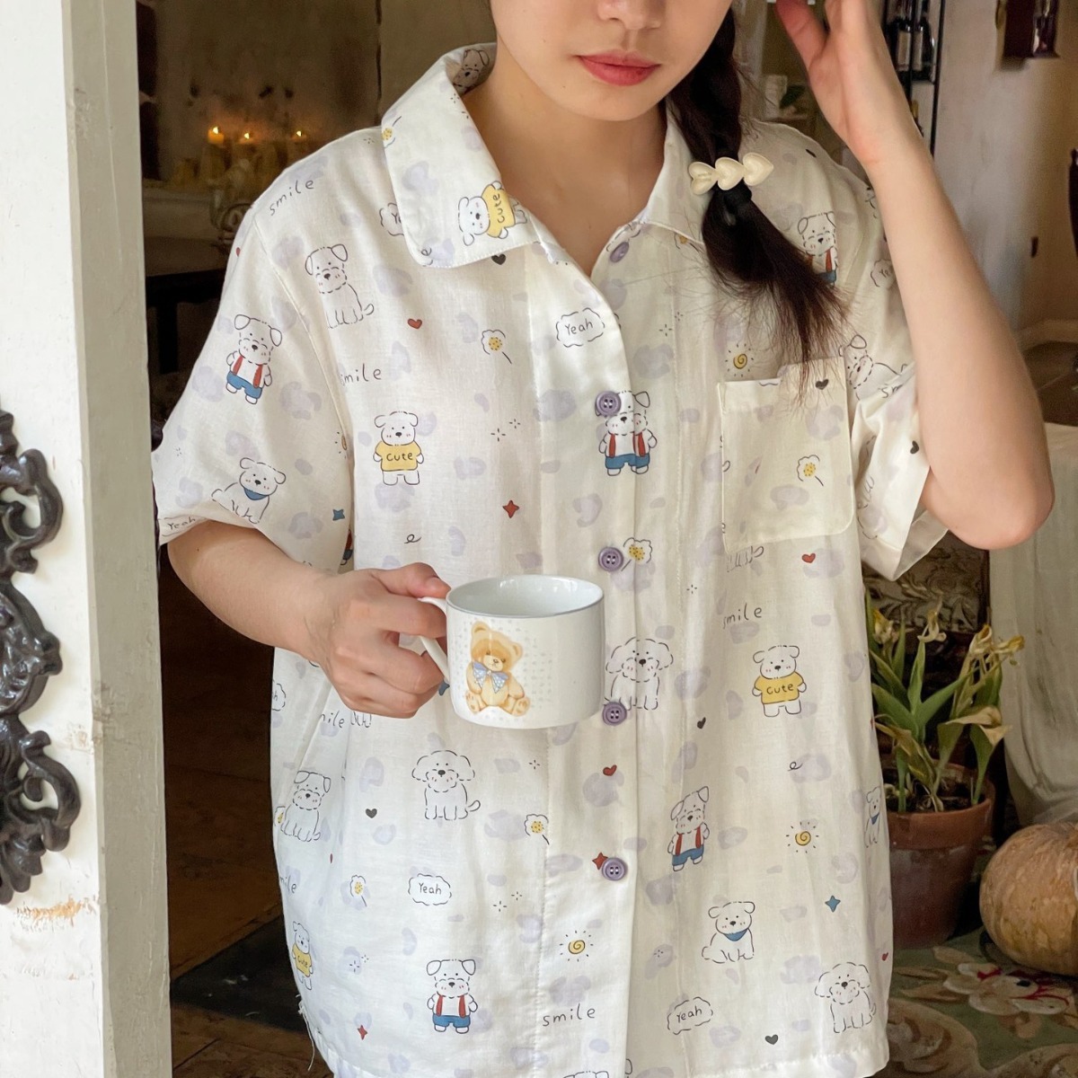 《4546》可愛呆萌狗小清新居家套裝