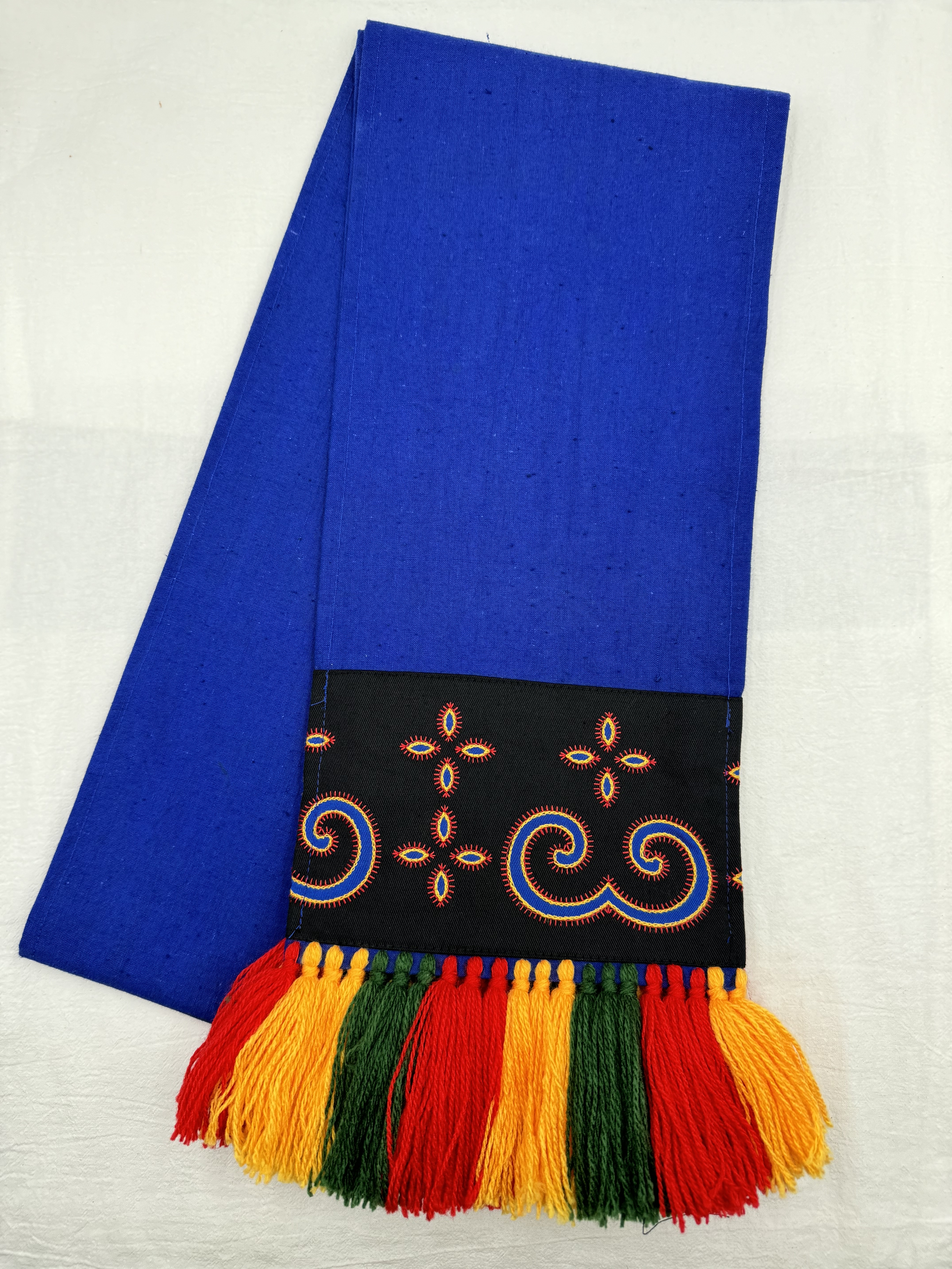 No.1藍布貼布繡流蘇腰帶.總長200寬21