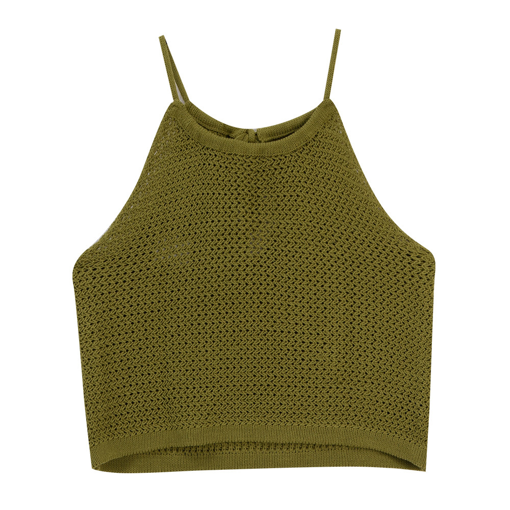 Knitted shoulder vest with hollowed out back, sold in four colors【01098368】in stock+pre-order
