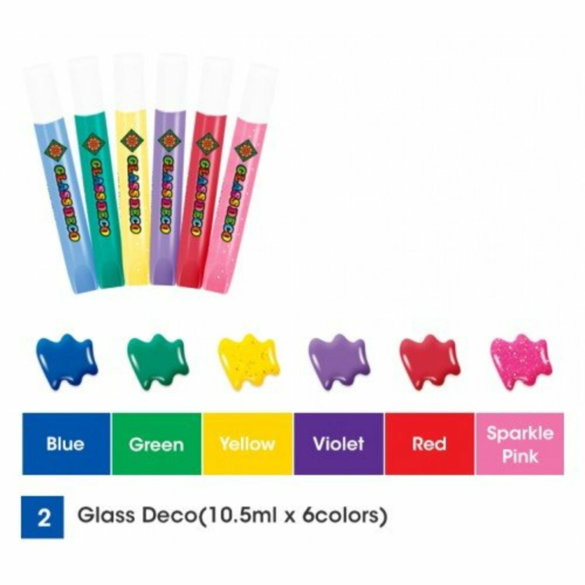 AMOS - 韓國 AMOS 繪畫玻璃彩連可移撕貼紙-D1款, 10.5毫升 x 6色 (吸塑咭裝) #PS10B6-D1《香港行貨》- 1 套