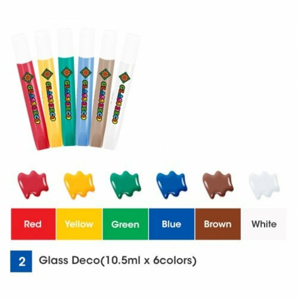 AMOS - 韓國 AMOS 繪畫玻璃彩連可移撕貼紙-D3款, 10.5毫升 x 6色 (吸塑咭裝) #PS10B6-D3《香港行貨》- 1 套