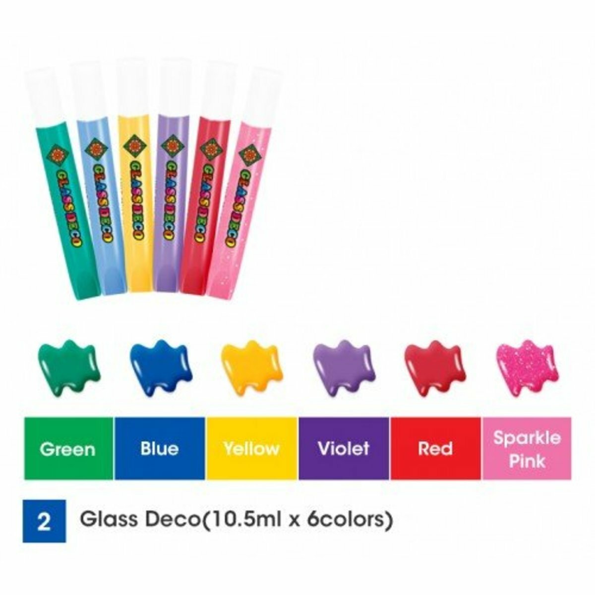 AMOS - 韓國 AMOS 繪畫玻璃彩連掛飾膠牌-D2款(隨機款式), 10.5毫升 x 6色 (吸塑咭裝) #SD10B6-D2《香港行貨》- 1 套