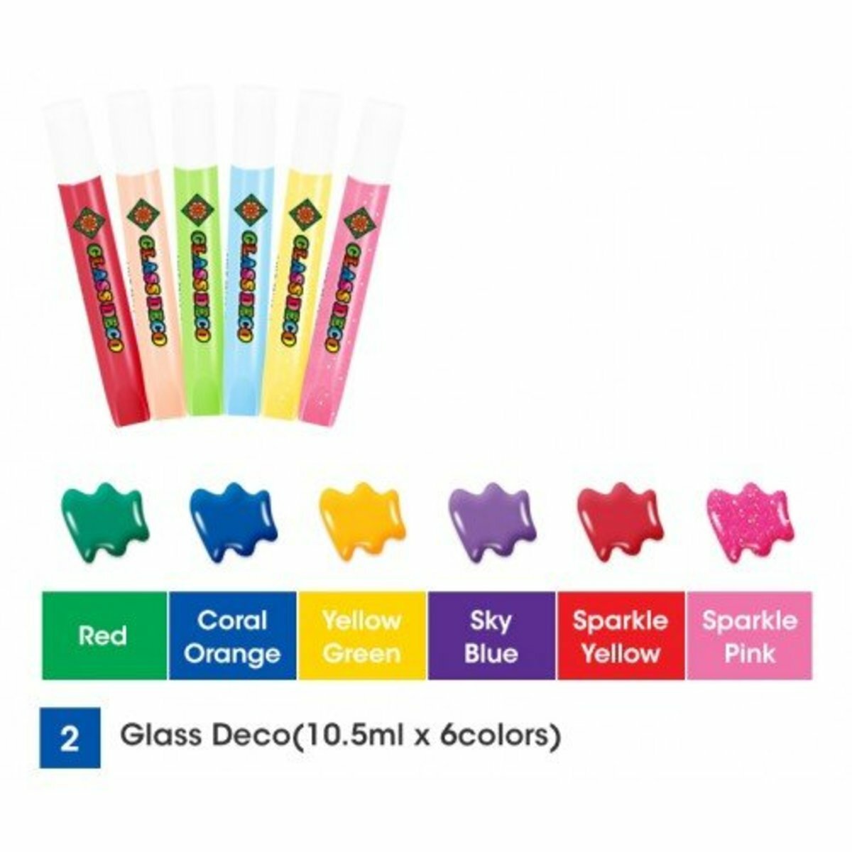 AMOS - 韓國 AMOS 繪畫玻璃彩連掛飾膠牌-D1款(隨機款式), 10.5毫升 x 6色 (吸塑咭裝) #SD10B6-D1《香港行貨》- 1 套