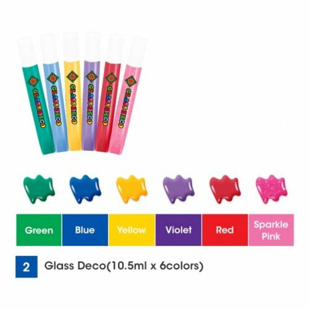 AMOS - 韓國 AMOS 繪畫玻璃彩連掛飾膠牌-D3款(隨機款式), 10.5毫升 x 6色 (吸塑咭裝) #SD10B6-D3《香港行貨》- 1 套