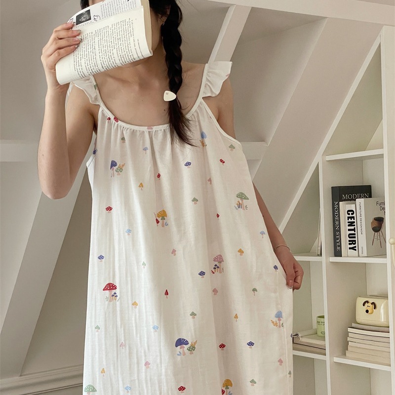 《4549》小蘑菇飛袖居家連身裙