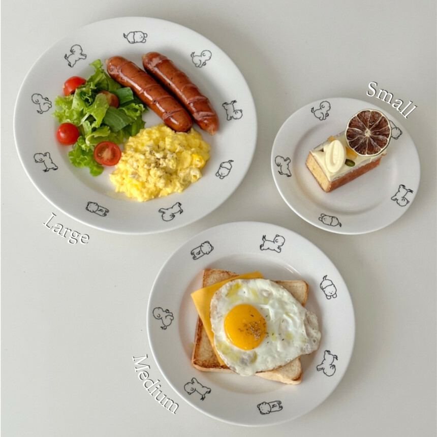 Tteokguknuna 比熊造型圓瓷盤