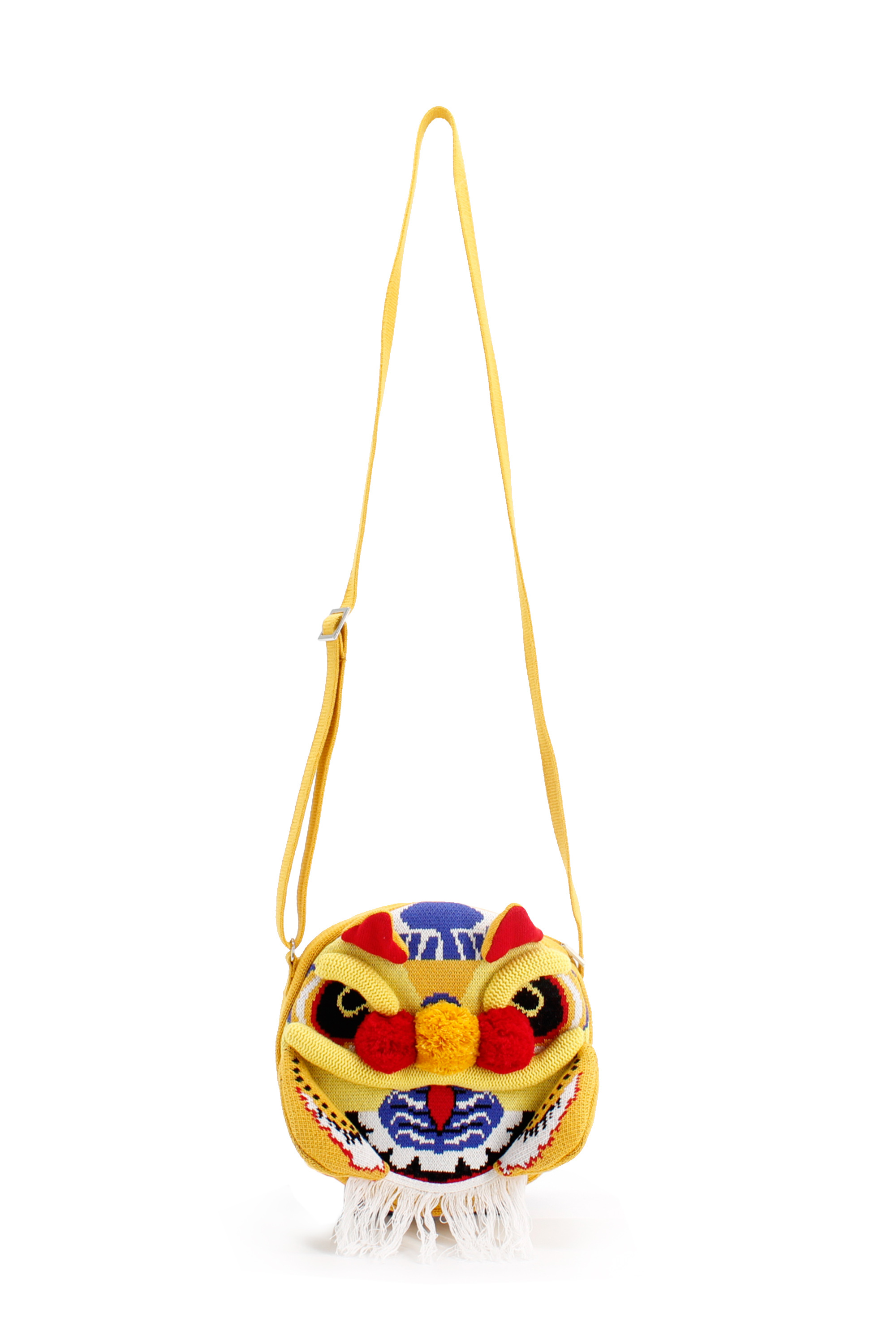 黃色舞獅獅頭斜孭袋