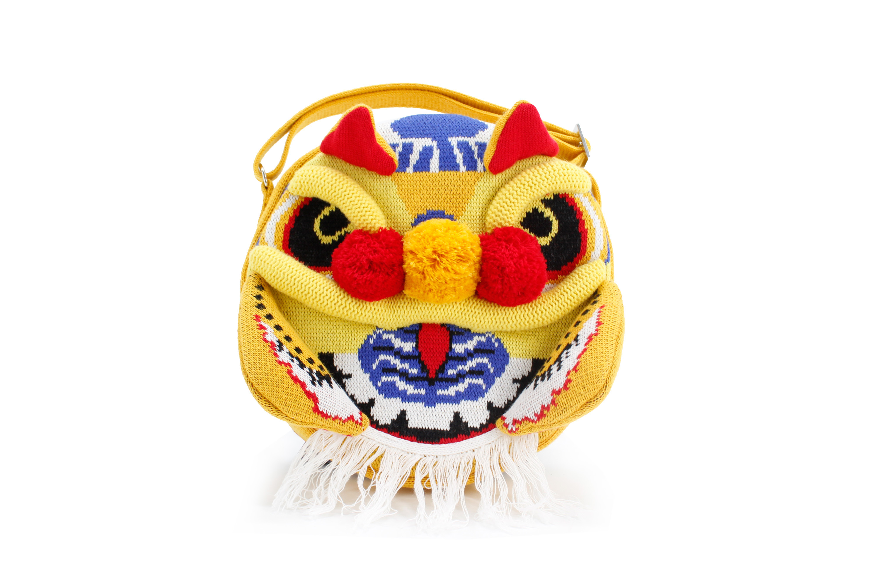 黃色舞獅獅頭斜孭袋