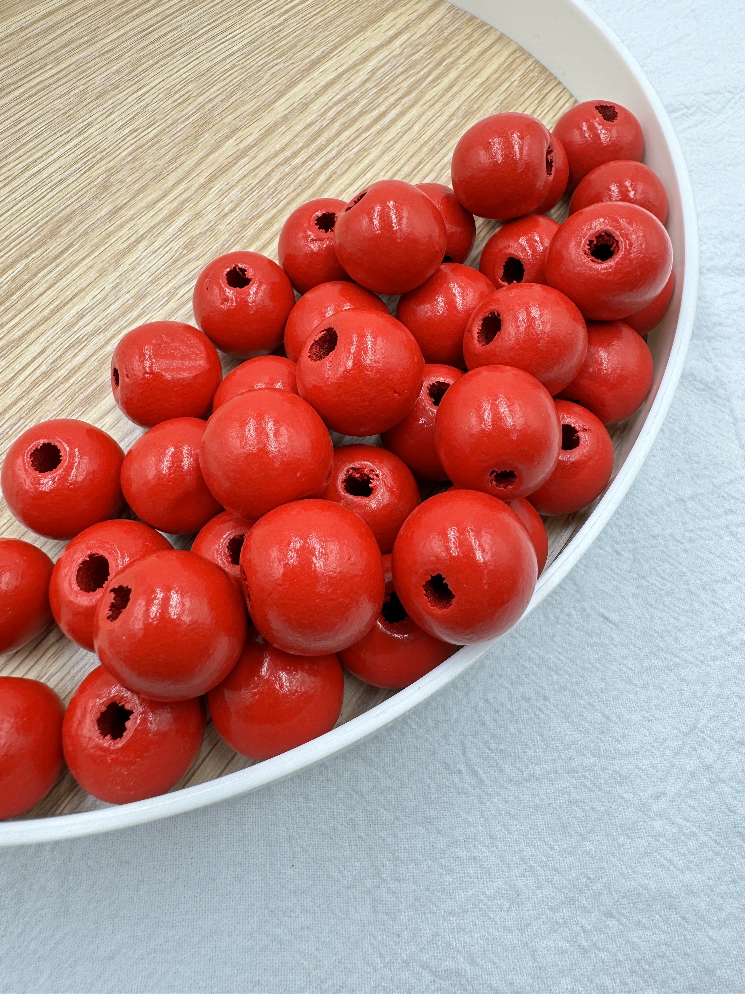 N特大-紅色木珠100顆20mm