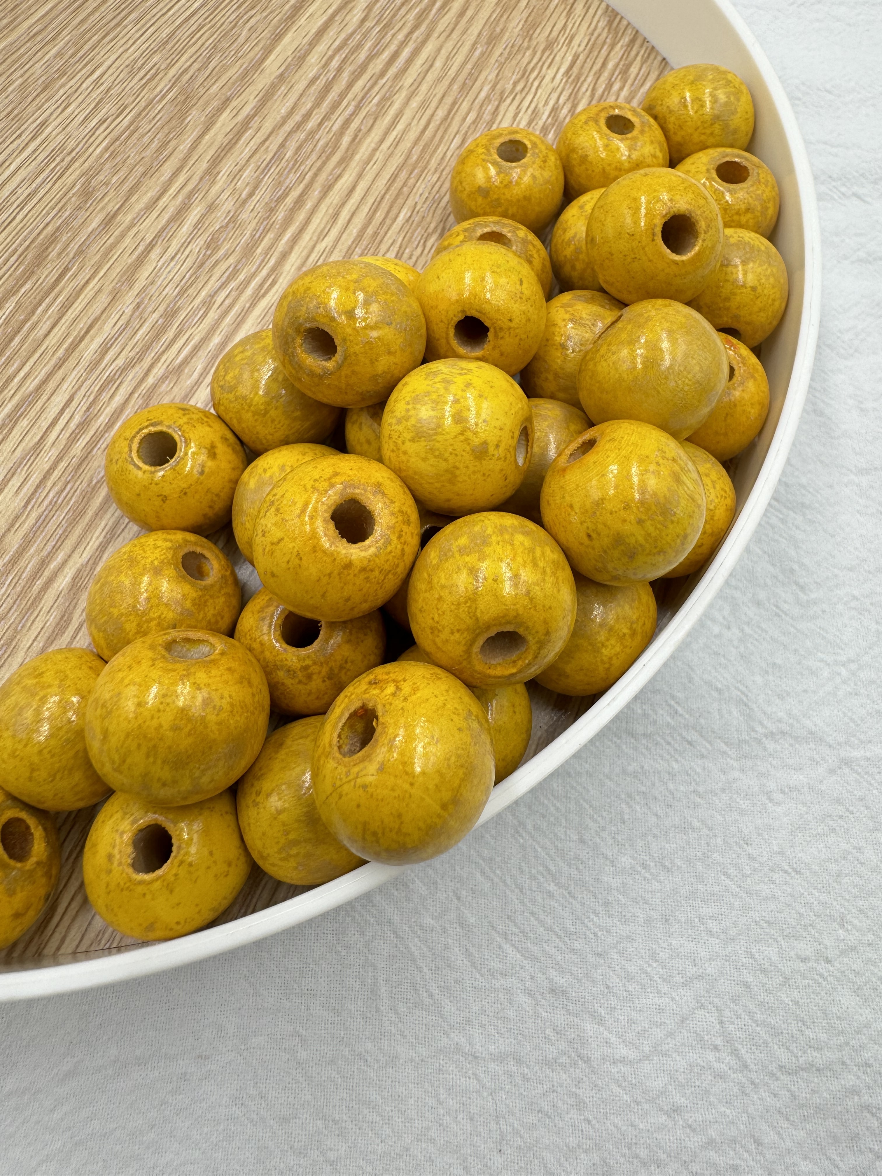特大-黃色木珠100顆20mm