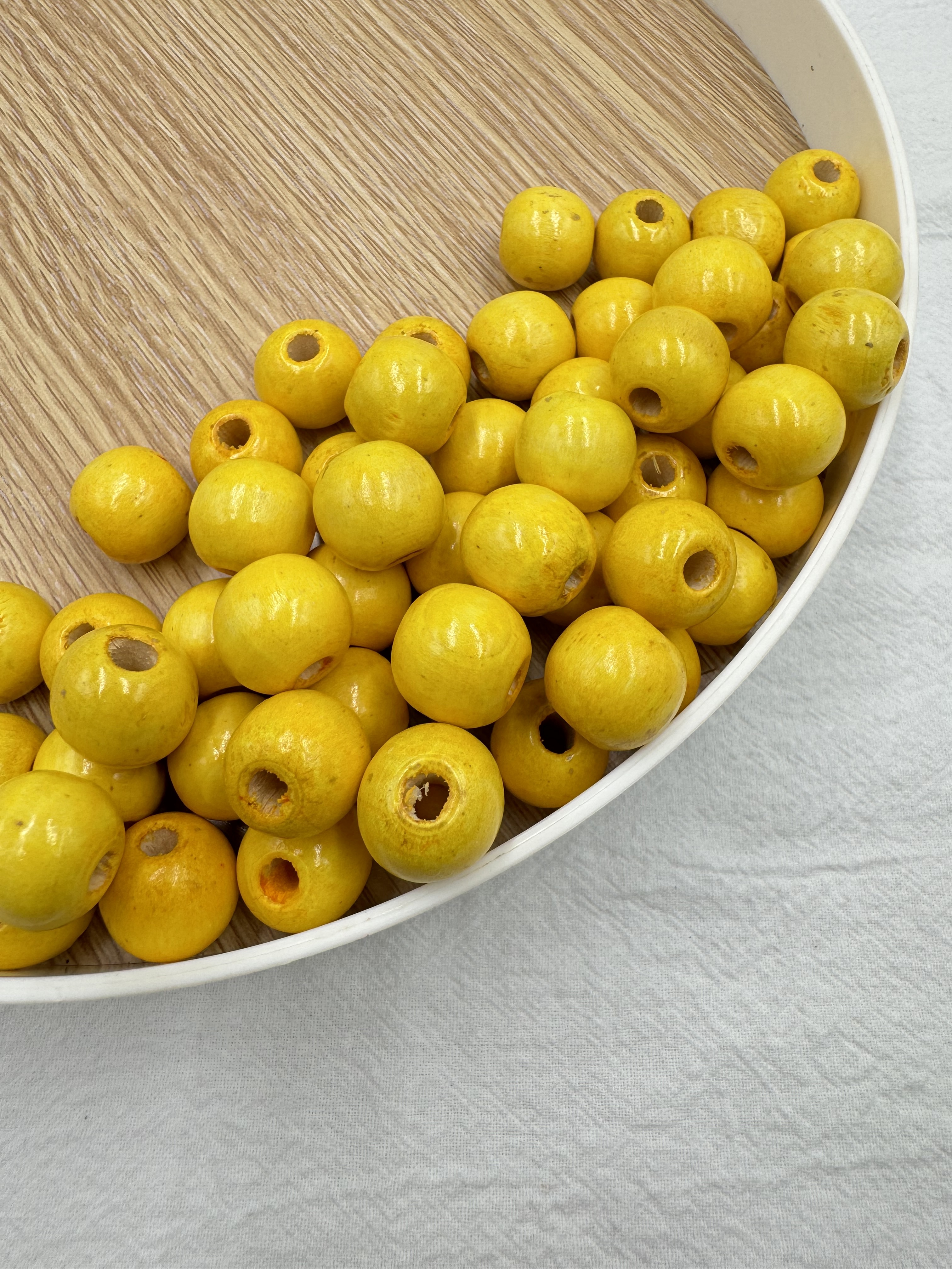 小-黃色木珠100顆尺寸15*16mm