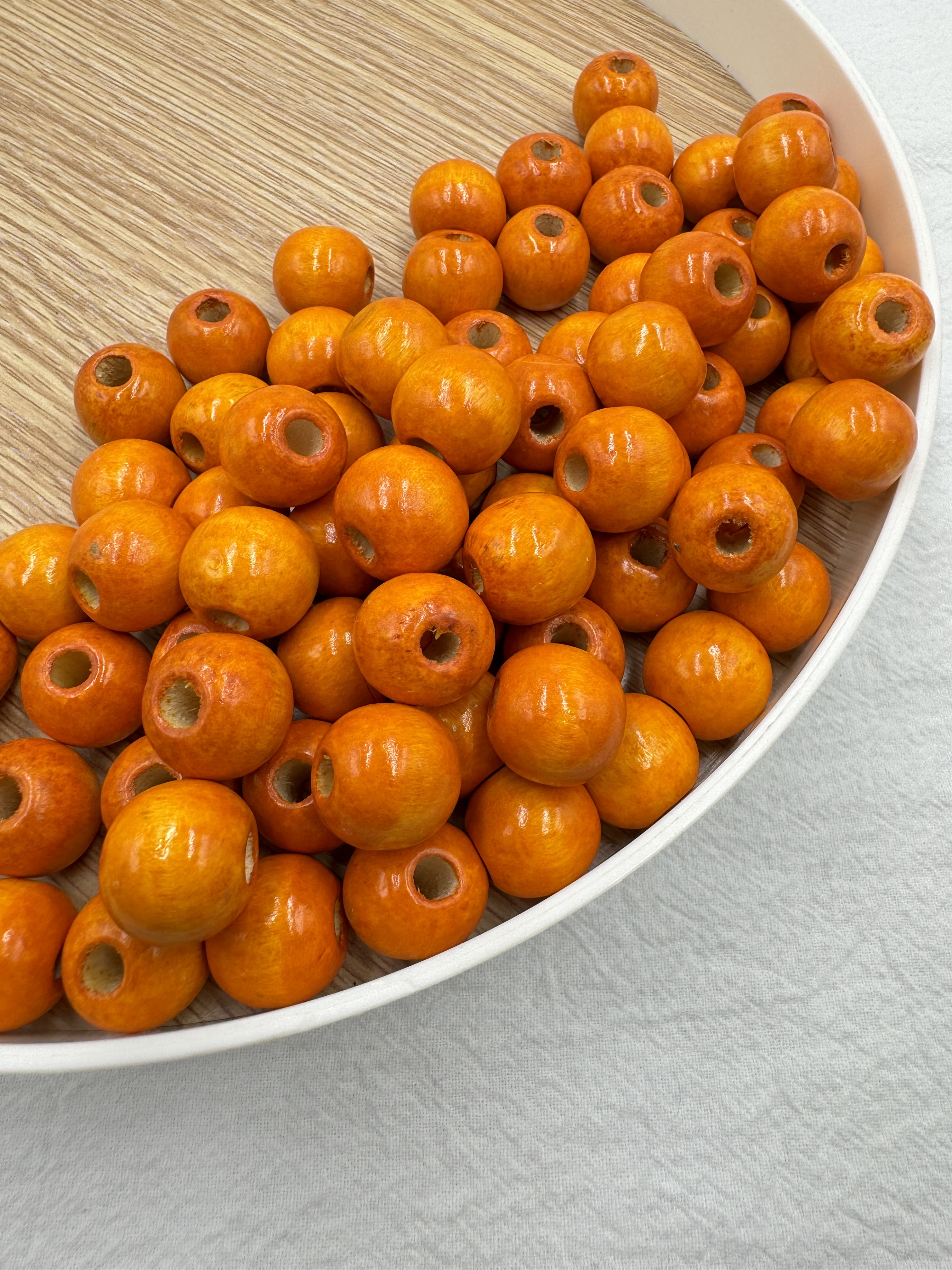 小-橘色木珠100顆尺寸15*16mm