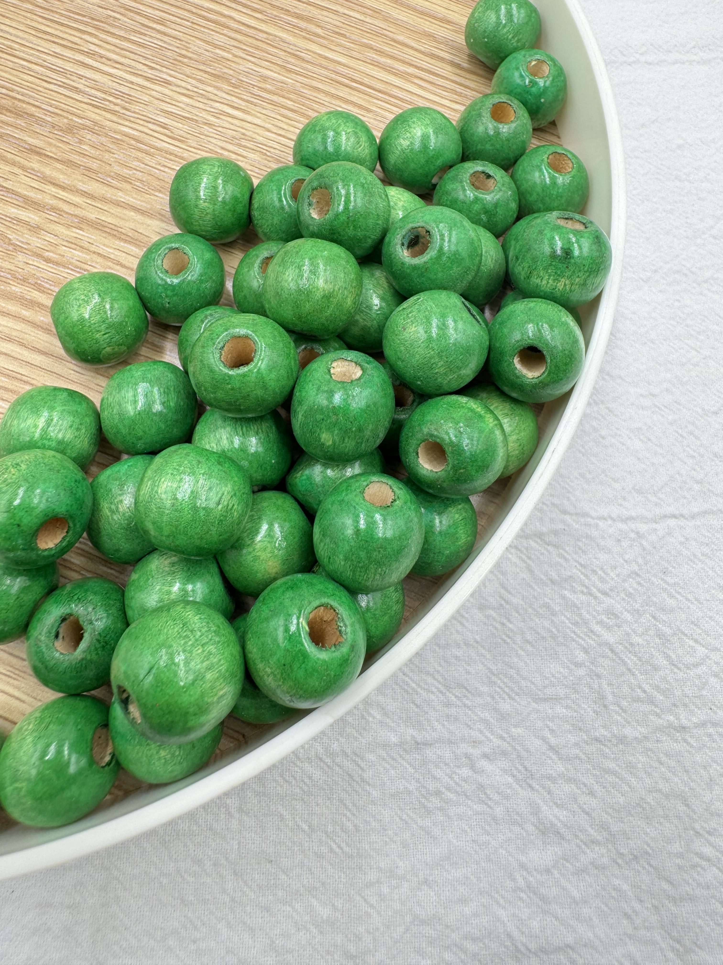 小-綠色木珠100顆尺寸15*16mm