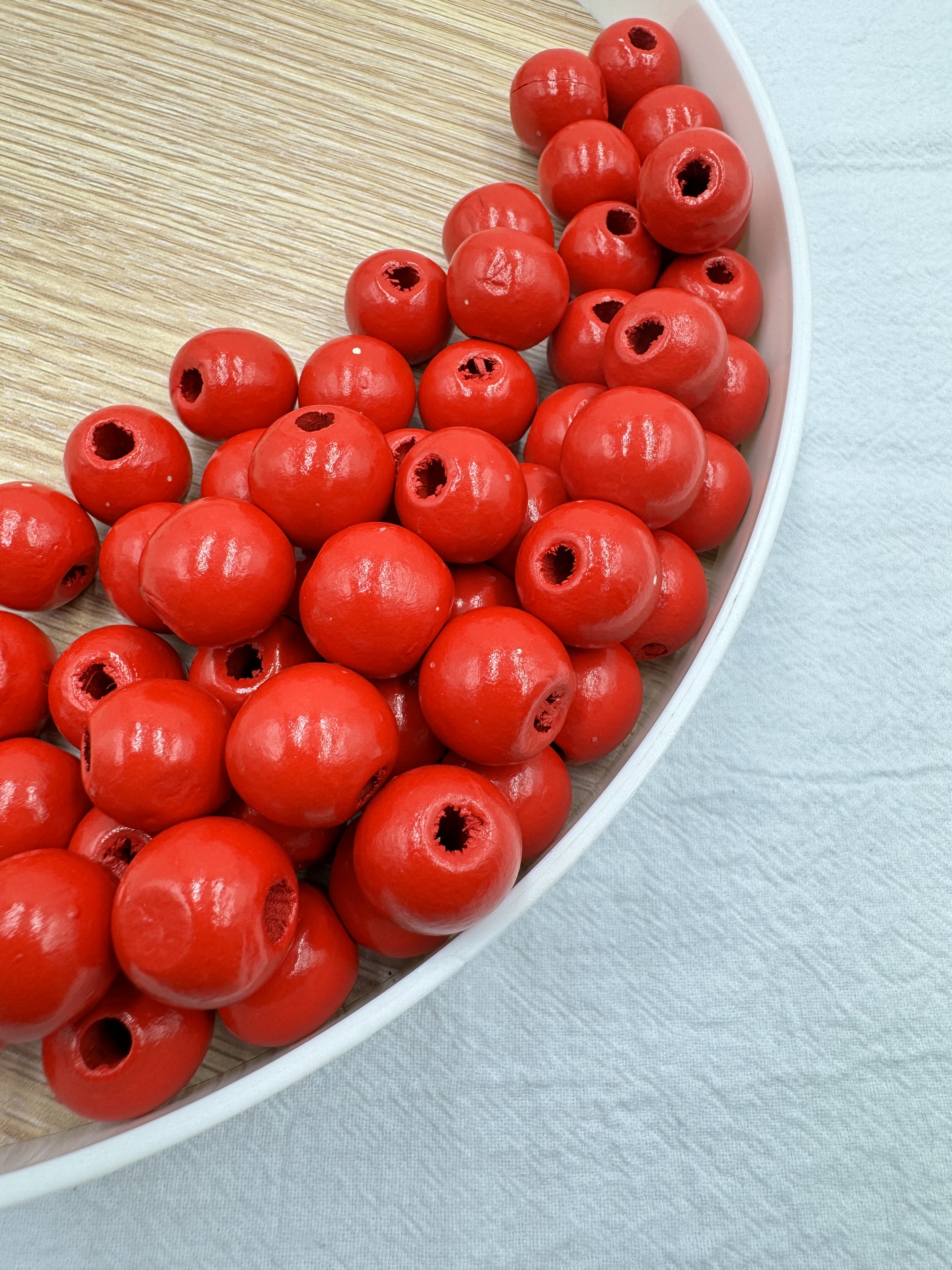 小-紅色木珠100顆尺寸15*16mm