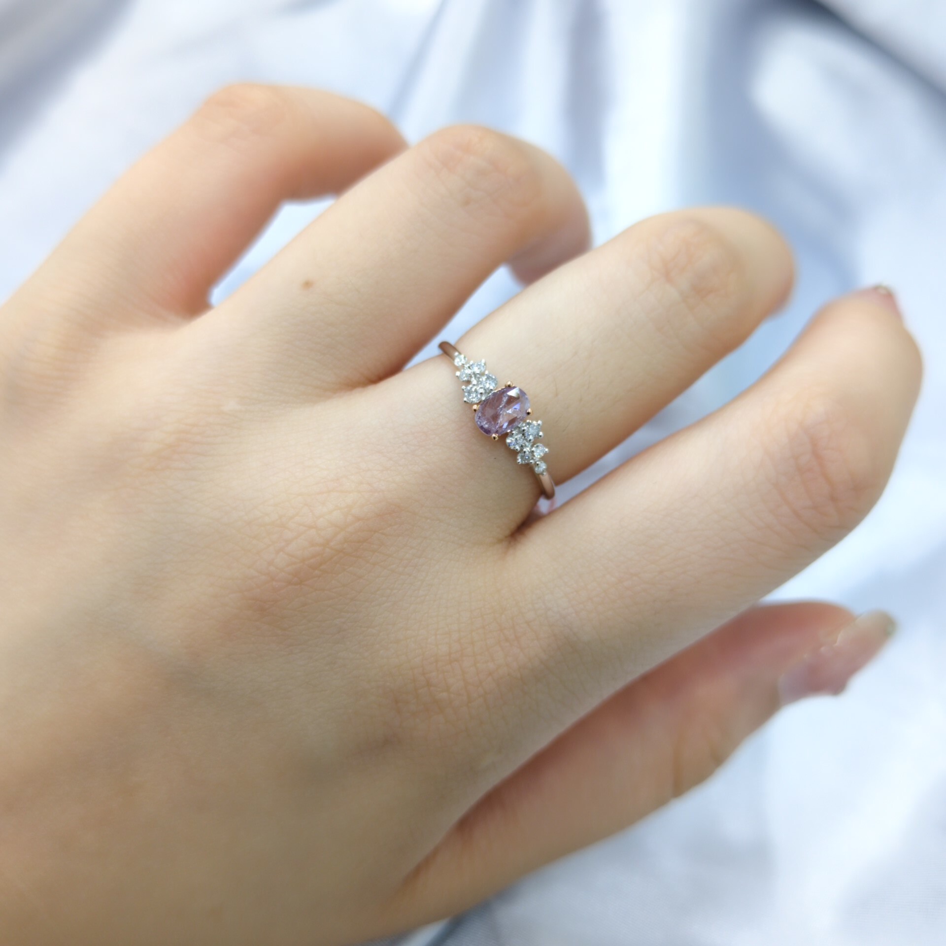 18K Gold 0.33ct Fancy Purplish Pink Diamond Ring