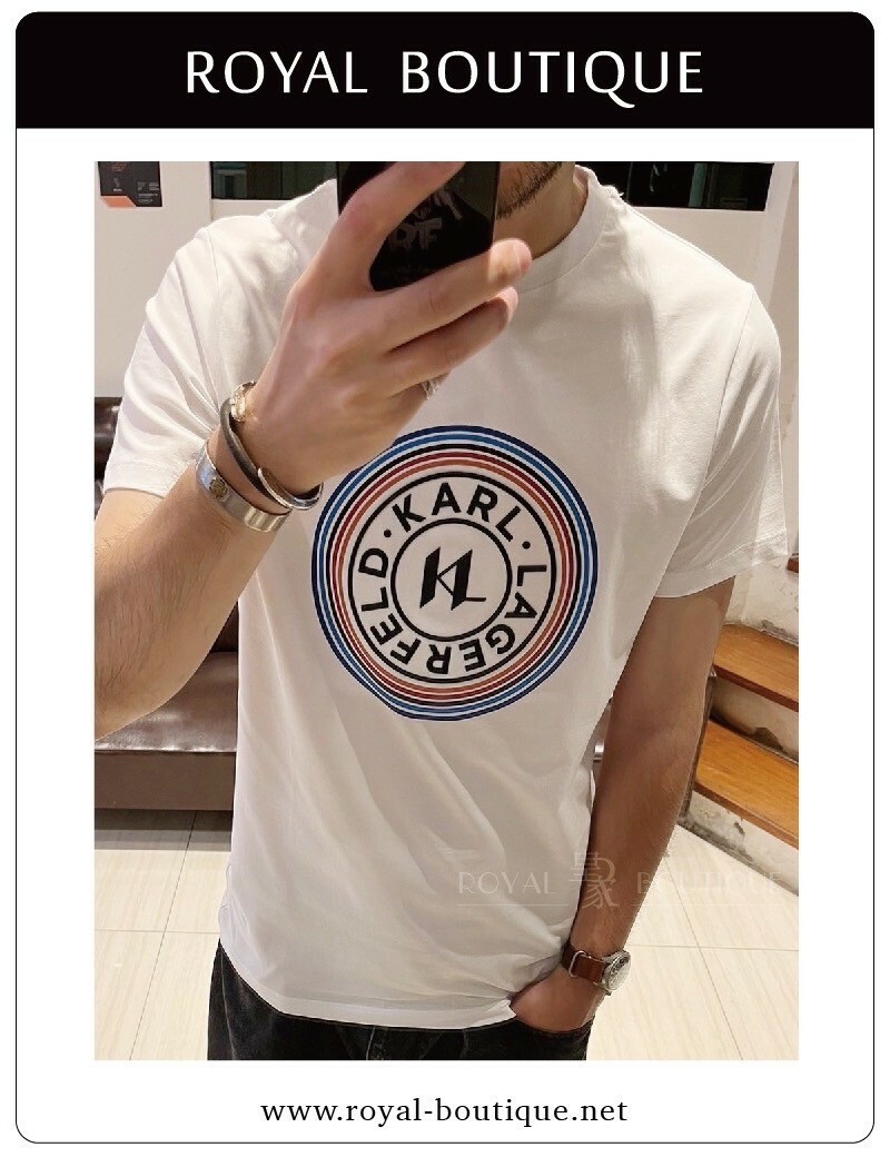 KARL LAGERFELD 卡爾 胸前彩色圓形英字LOGO短T