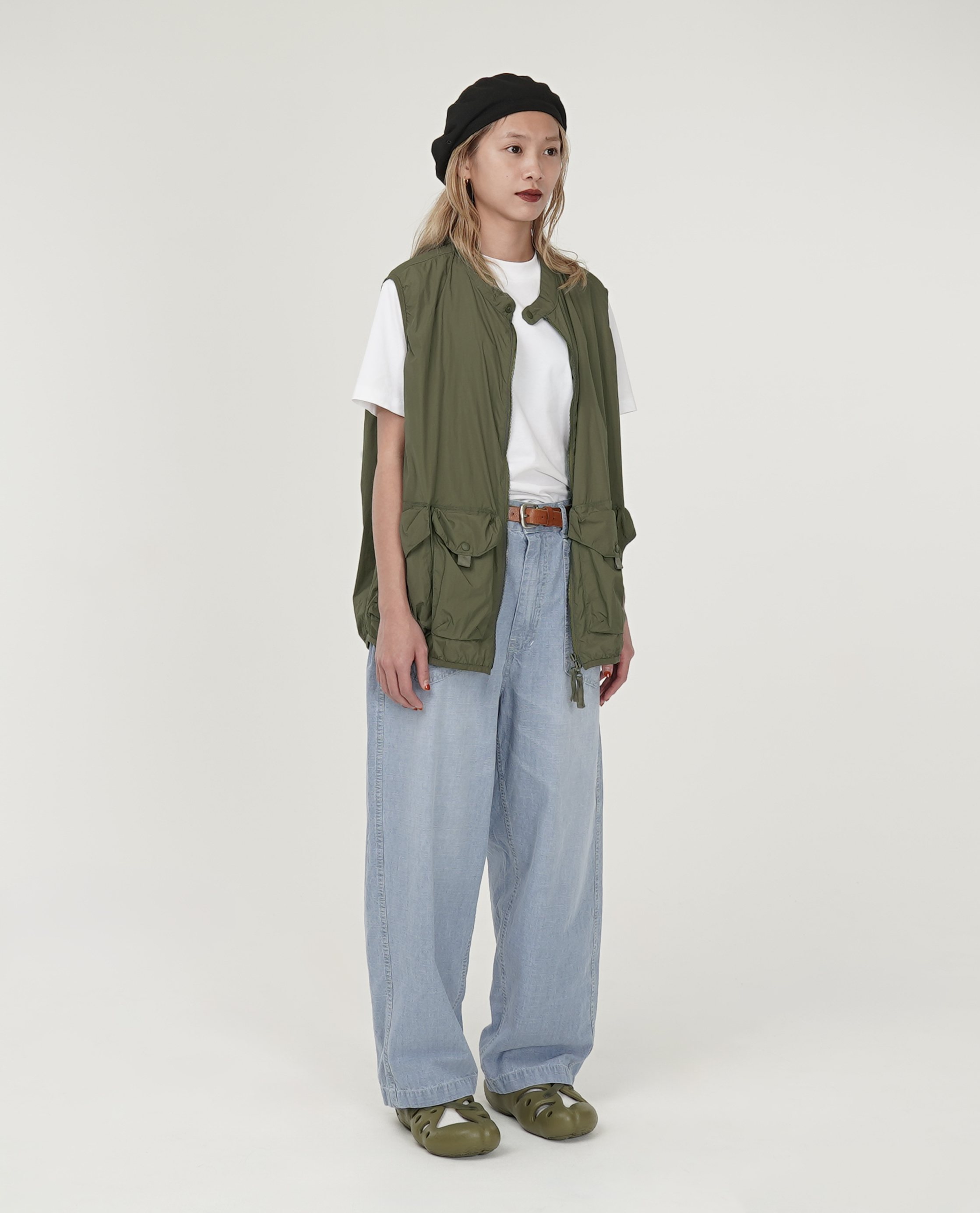 後鬆緊9分丹寧褲