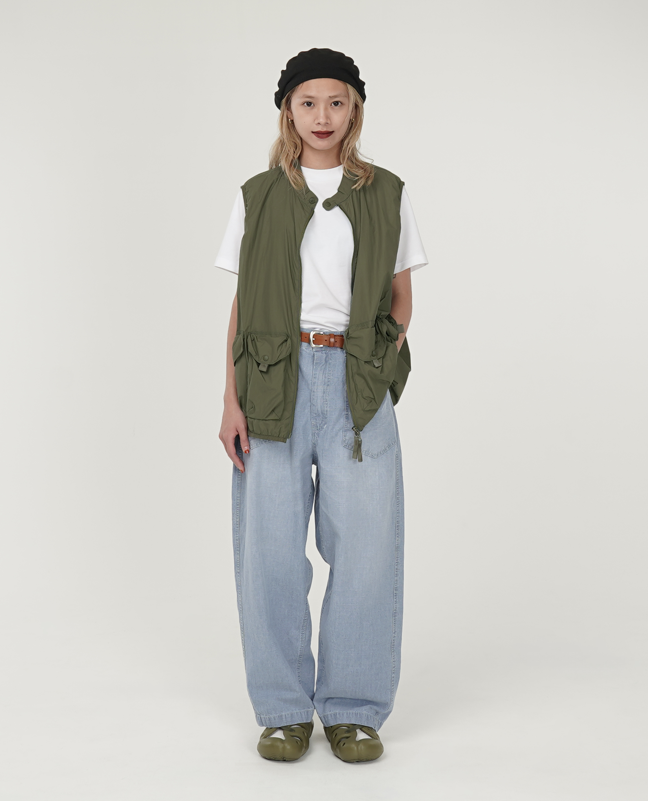 後鬆緊9分丹寧褲