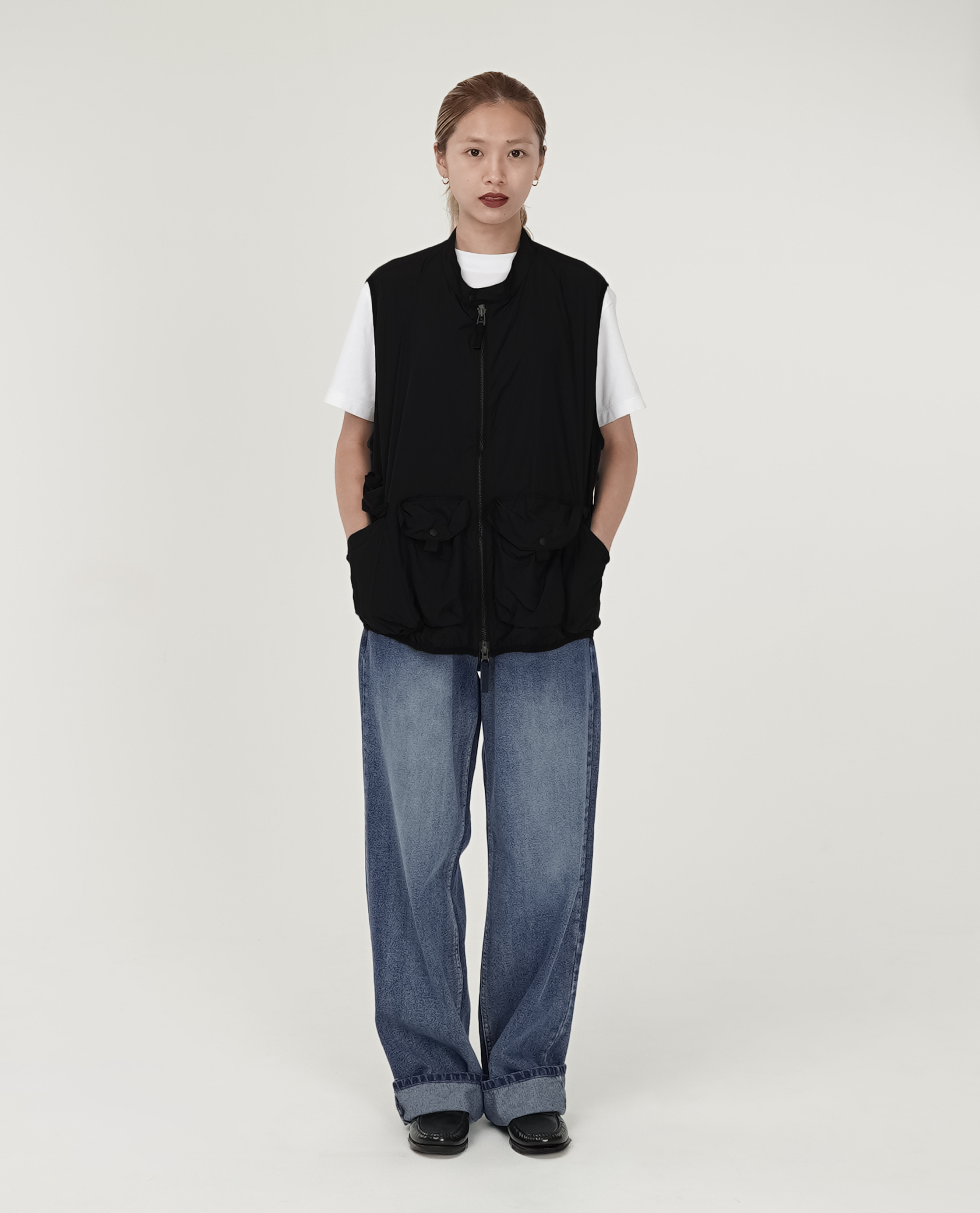 直筒刷色牛仔褲