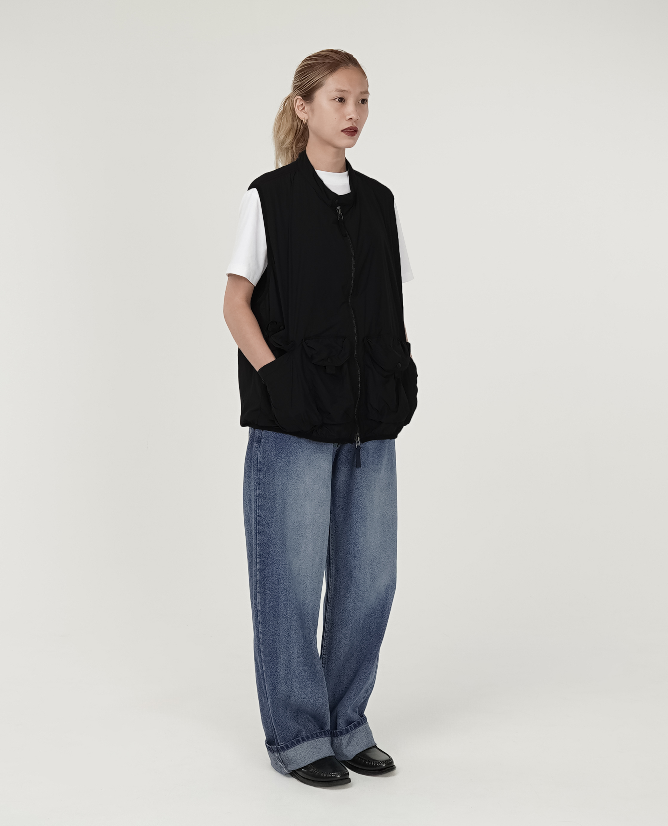 直筒刷色牛仔褲