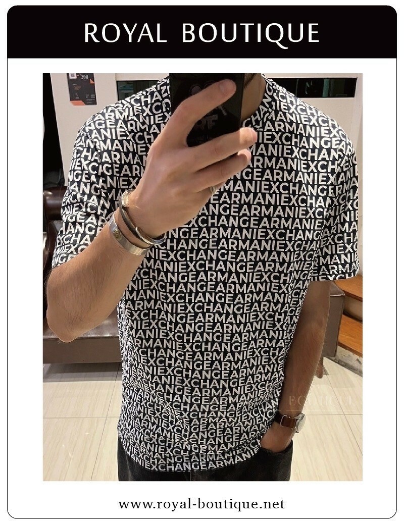 Armani Exchange 滿版英字LOGO寬版短T