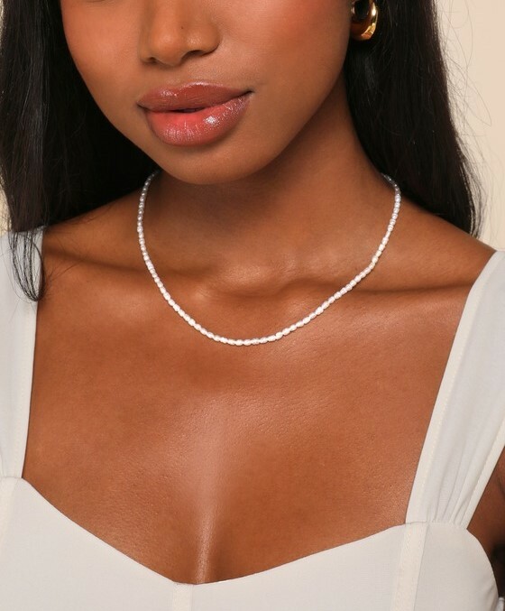 USA Pearl 美國18KT 小橢圓珍珠金項錬