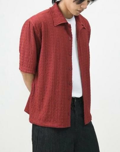 淨色暗紋短袖恤衫 JK2518