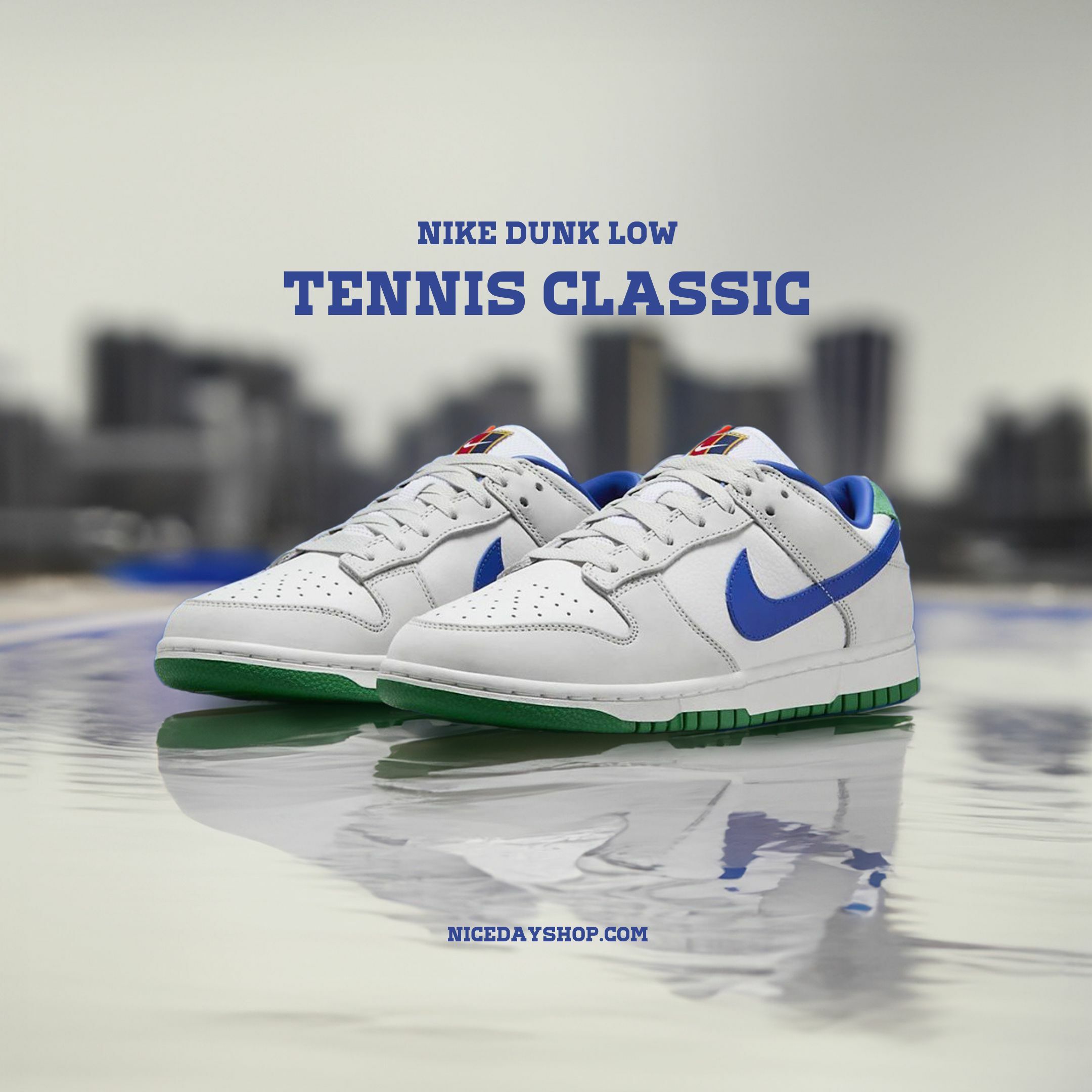 NICEDAY 現貨 Nike Dunk Low Tennis Classic 白藍 網球藍 藍 女款 FB7910-100